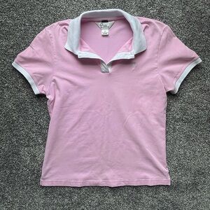 Lilly Pulitzer Pink Button Down Polo Shirt Short Sleeve